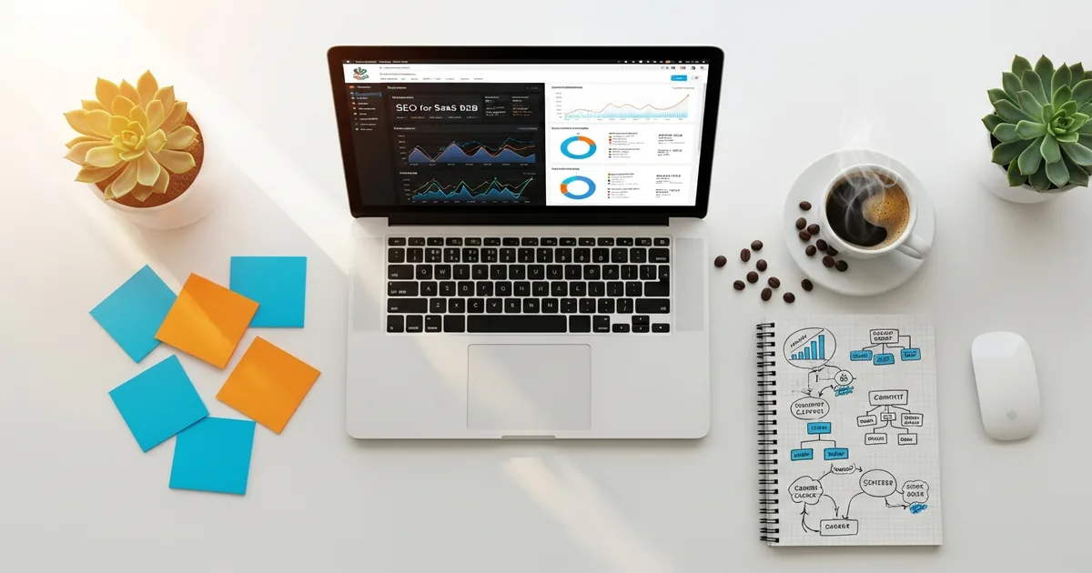 Dashboard analytique SaaS B2B montrant la croissance du trafic organique